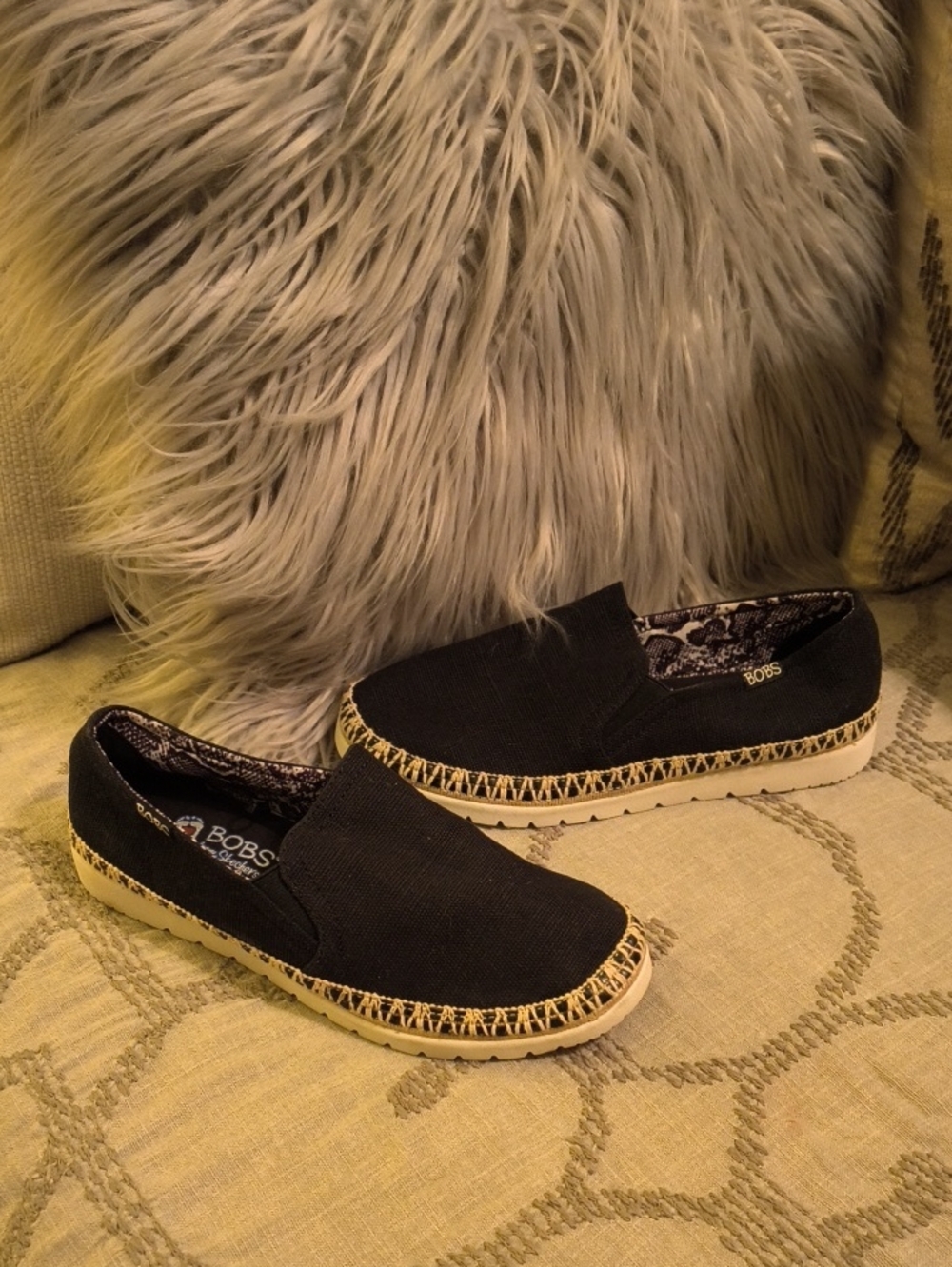 BOBS by SKECHERS Black Slip-On Espadrille Flats